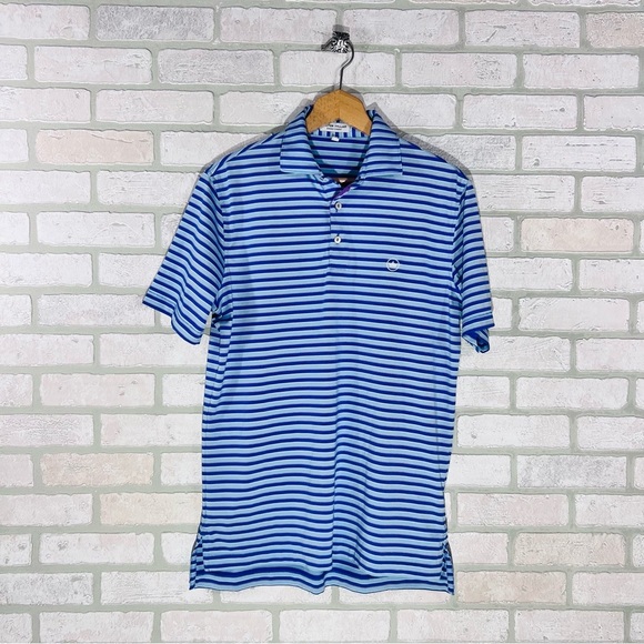 Peter Millar Other - Peter Millar Summer Comfort Blue Striped Short Sleeve Polo Shirt Size S